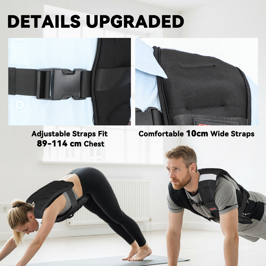 MCL Weighted Vest, 5 kg Weight Vest with Adjustable Straps, Reflective Strips, Black