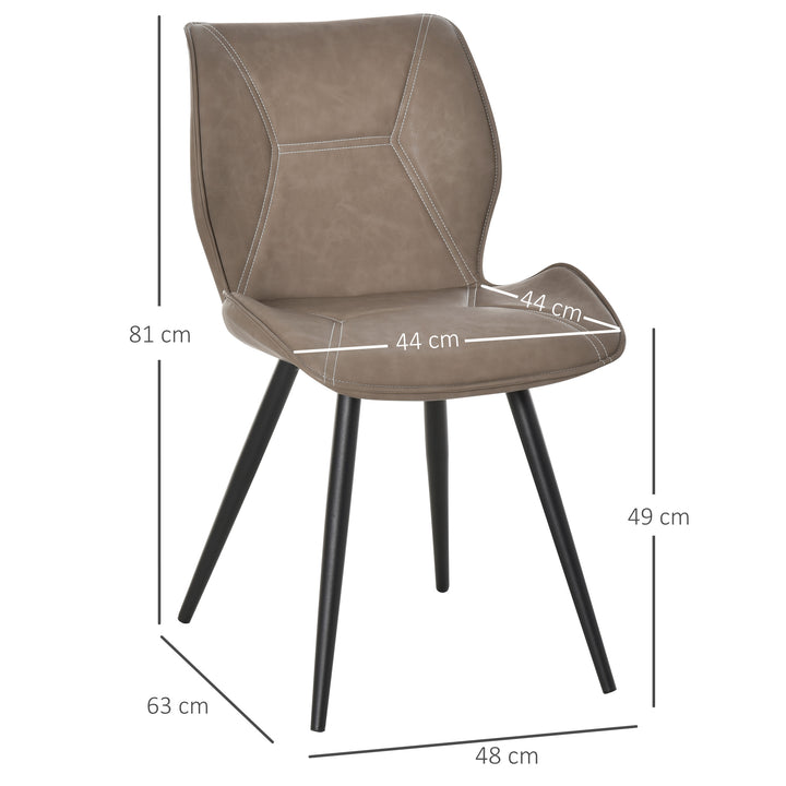 Set of 4 Contrast Stitched PU Leather Racing-Style Dining Chairs Accent Seat w/ Steel Legs Ergonomic Back Padding Home Living Room Brown
