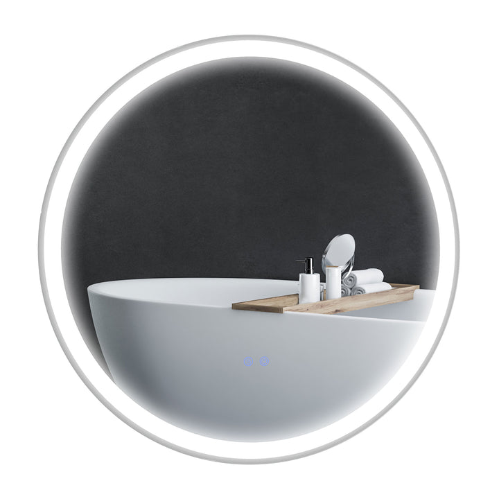 Kleankin LED Illuminated Bathroom Mirror, Round, 3 Colour Temperatures, Anti-Fog, Frameless, Hardwired, 60x60cm | Aosom UK