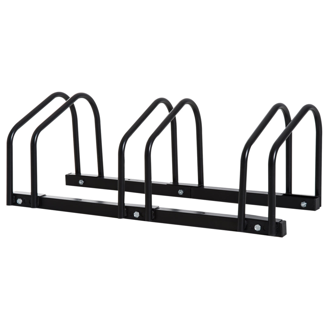 MCL Bike Stand Parking Rack Floor or Wall Mount Bicycle Cycle Storage Locking Stand (3 Racks, Black)