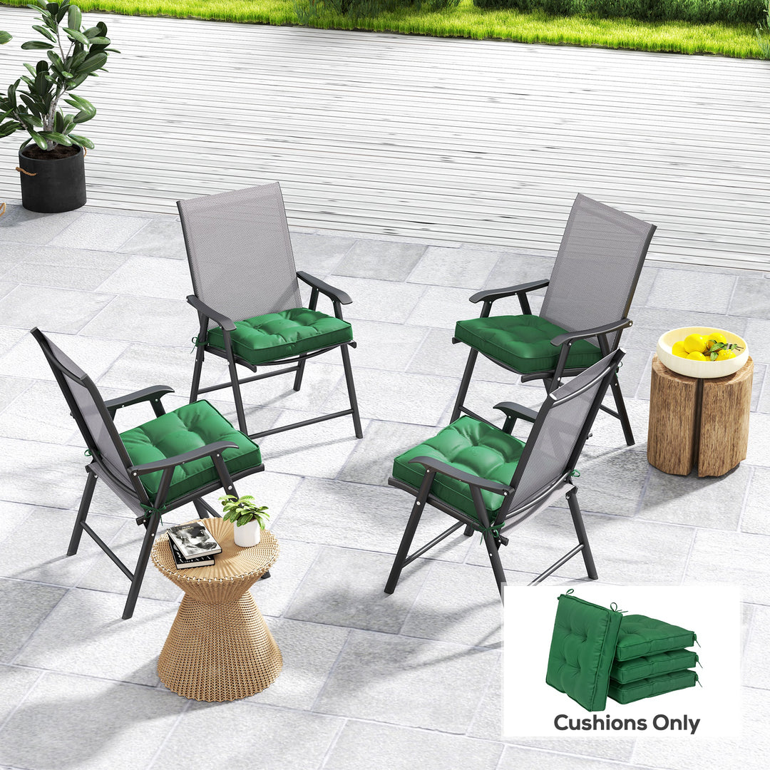 Set of 4 42 x 42cm Outdoor Seat Cushions - Green