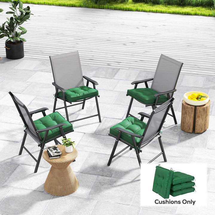 Set of 4 42 x 42cm Outdoor Seat Cushions - Green