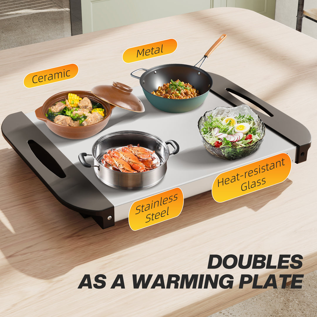 4.5L Stainless Steel Electric Buffet Server, with 3x Trays and Lids, Set of 2