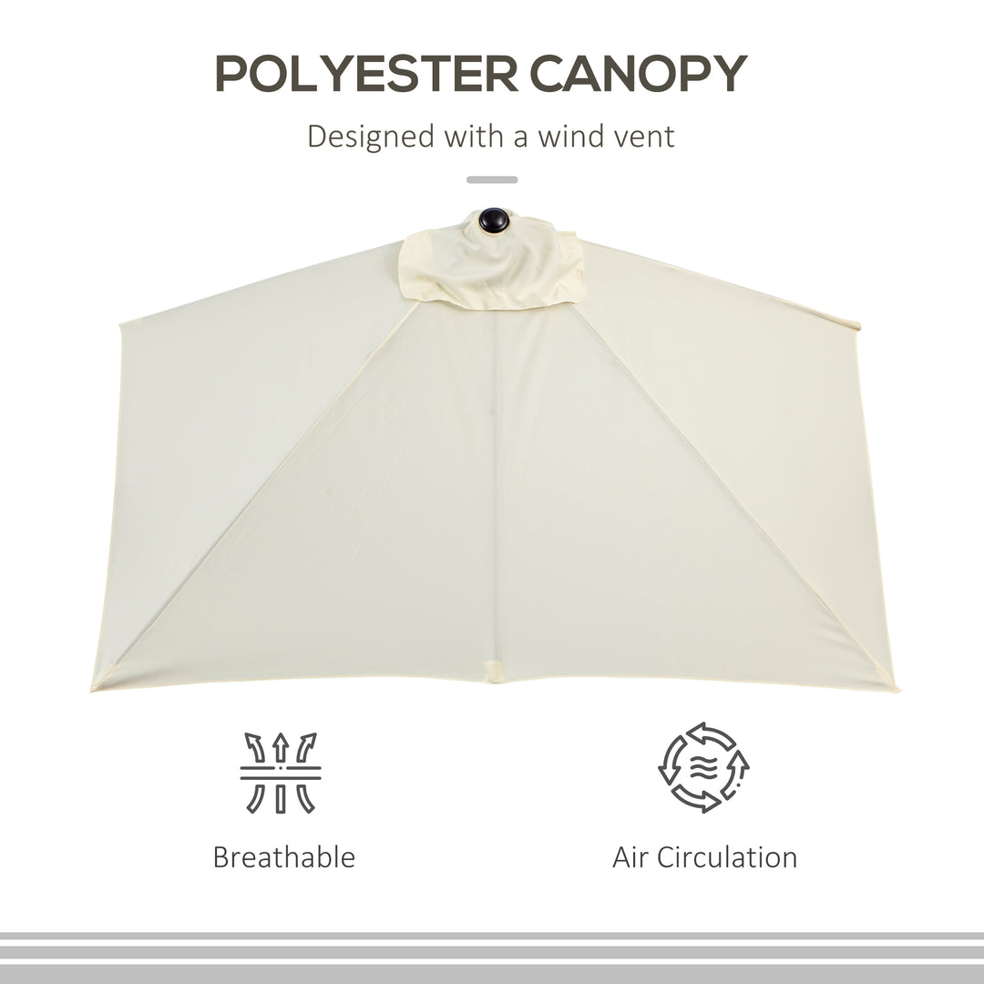 Balcony Half Parasol Semi Round Umbrella Patio Crank Handle (2.3 m, Beige)- NO BASE INCLUDED