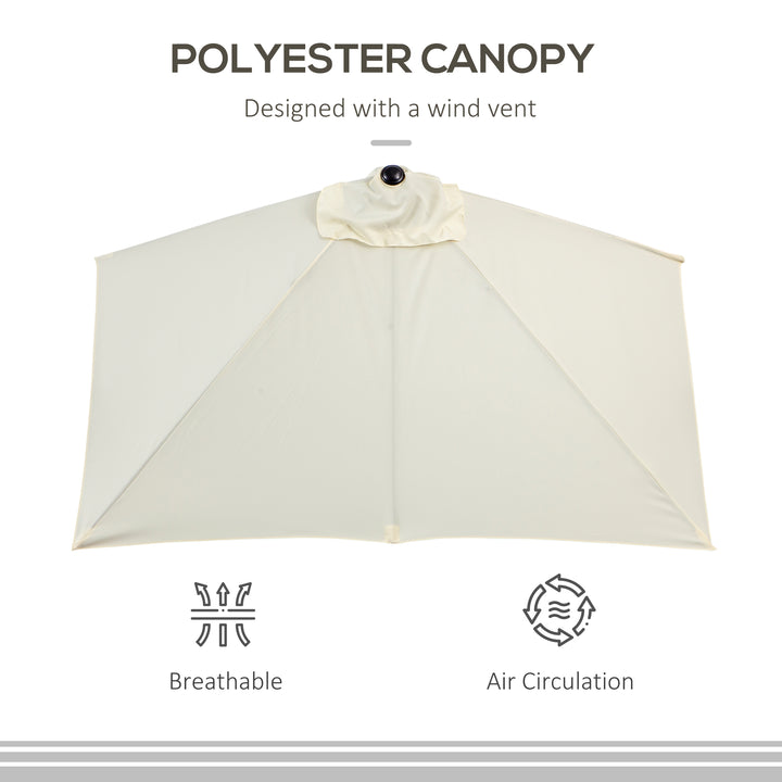 Balcony Half Parasol Semi Round Umbrella Patio Crank Handle (2.3 m, Beige)- NO BASE INCLUDED