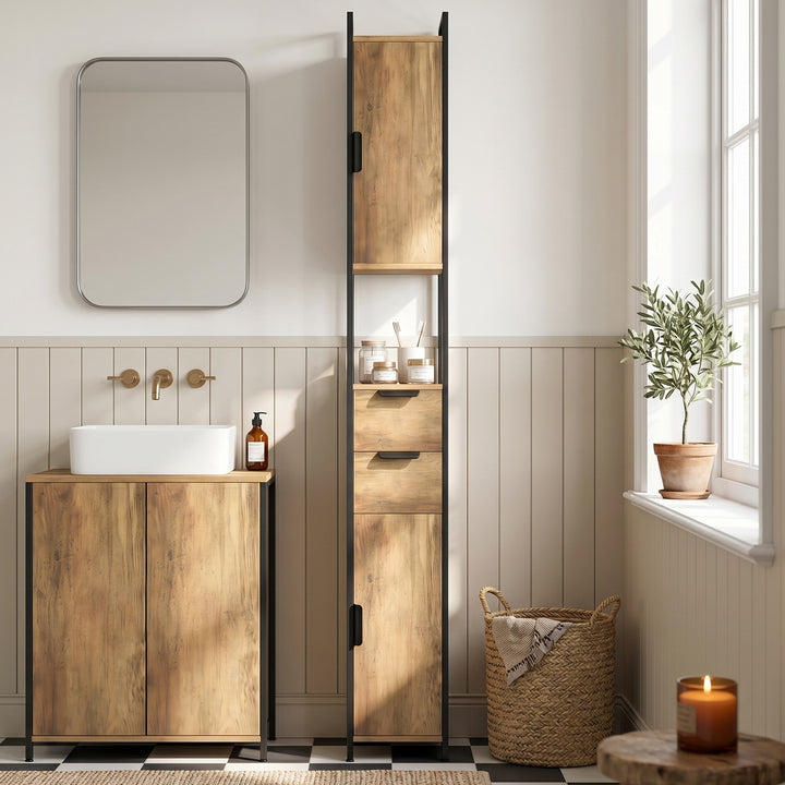 Freestanding Bathroom Cabinet, Tall Bathroom Storage Cabinet with Draw