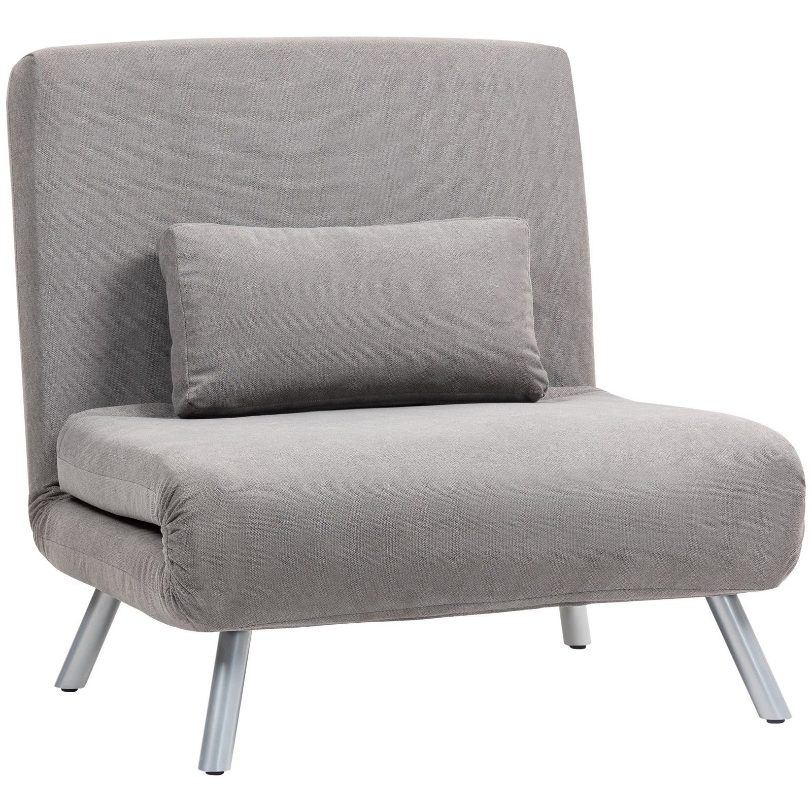 Single Velvet-Feel Chair Bed - Grey