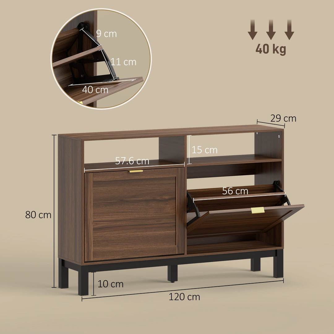 Shoe Cabinet with 2 Flip Drawers, Narrow Shoe Storage Top for Entryway