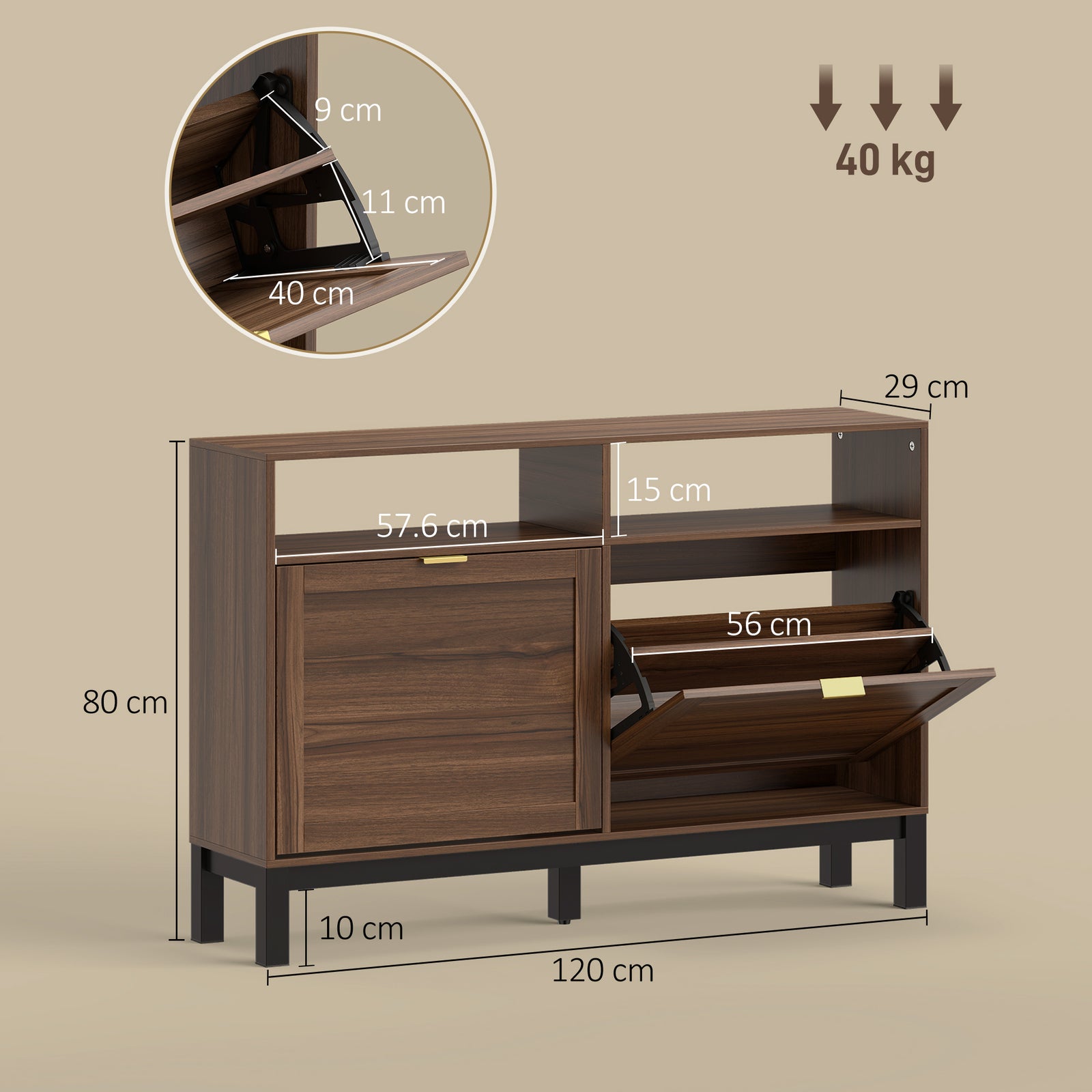 Shoe Cabinet with 2 Flip Drawers, Narrow Shoe Storage Top for Entryway