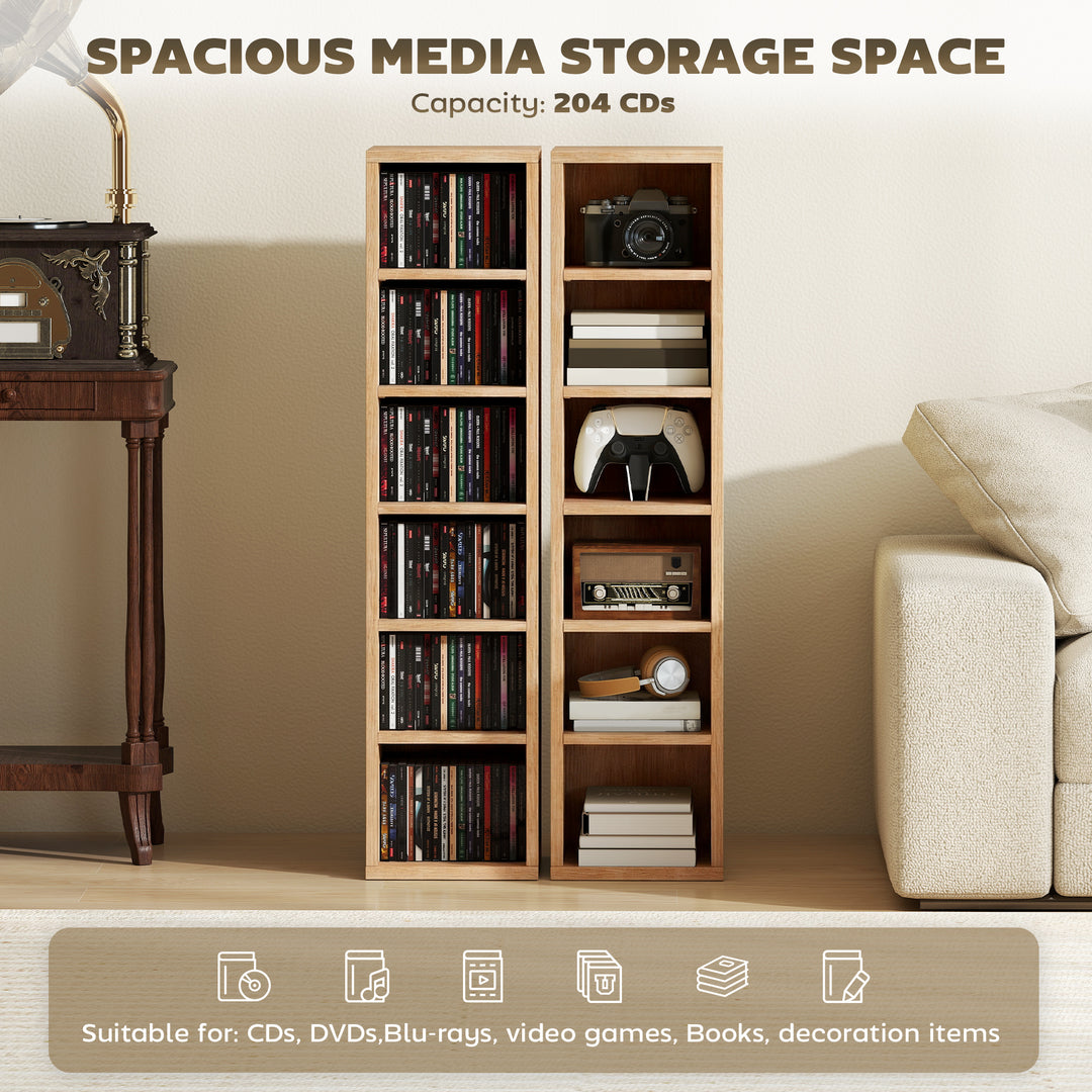 Set of 2 CD Media Display Shelf Unit Tower Rack with Adjustable Shelve