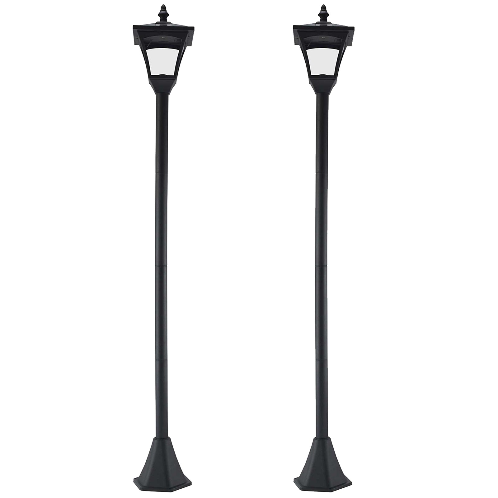 Set of 2 Outdoor Garden Solar Post Lamp Sensor Dimmable LED Lantern Bollard IP44 Energy-saving 1.2M Tall, Black