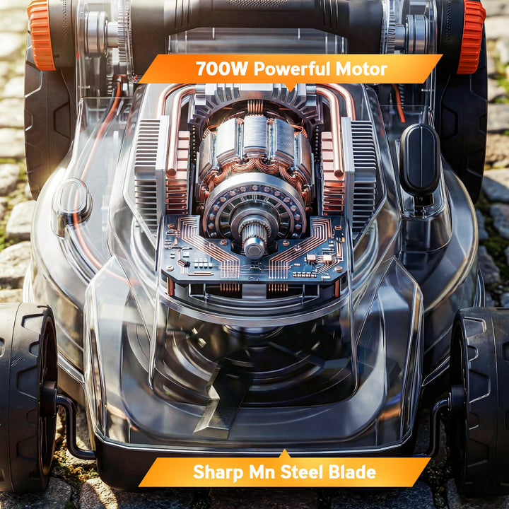 18V Cordless Lawnmower with 2 x 4Ah Batteries, Battery Lawn Mower with