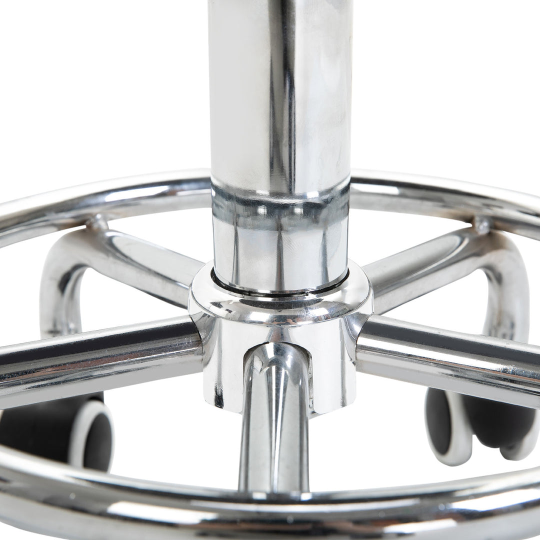 MCL Round Rolling Stool, PU Leather Height Adjustable Stool Chair with Wheels and Swivel Seat for Salon, Massage, Spa, Home Kitchen, Black