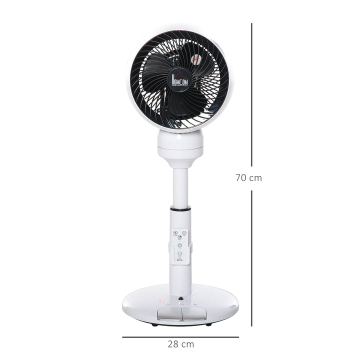 HOMCOM 28'' Air Circulator Fan 3 Speed 3 Mode, 70° Oscillation 90° Vertical Tilt, Height Adjustable, Remote Controller, Black & White | Aosom UK