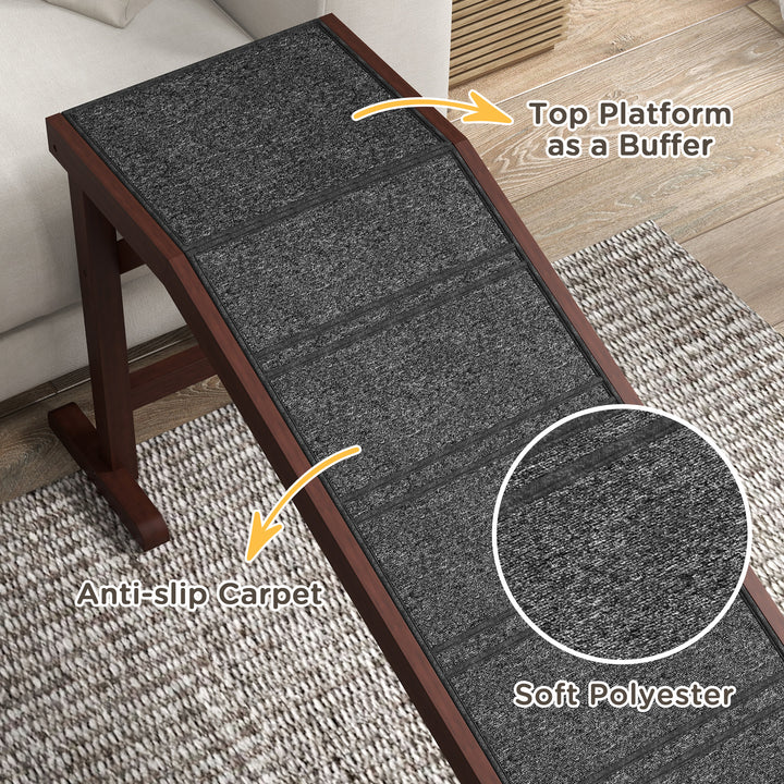 Pet Ramp for Dogs Cats Non-Slip Carpet Top Platform - Brown & Grey