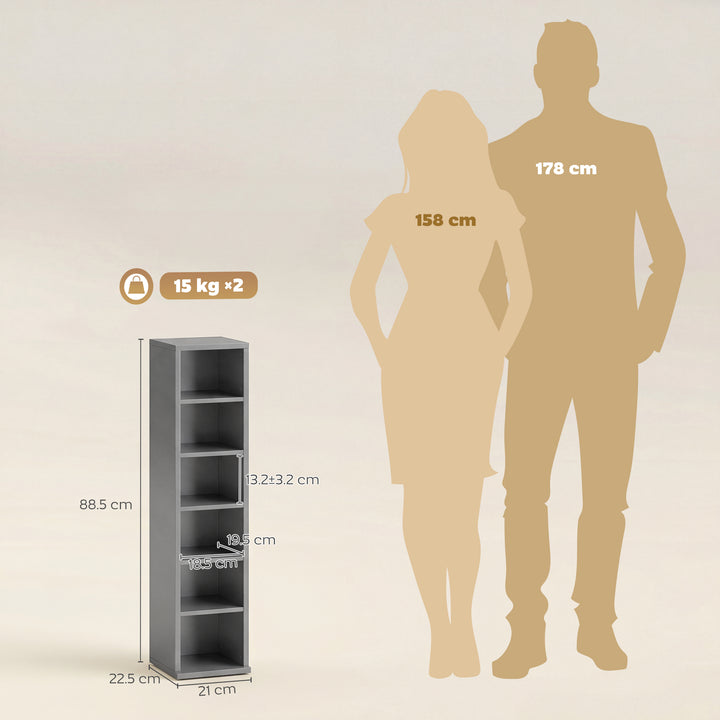 Set of 2 CD Media Display Shelf Unit Tower Rack with Adjustable Shelve