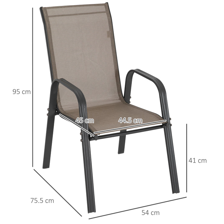 Outsunny 4 Pieces Garden Chairs, Stackable Outdoor Dining Chair, Grey