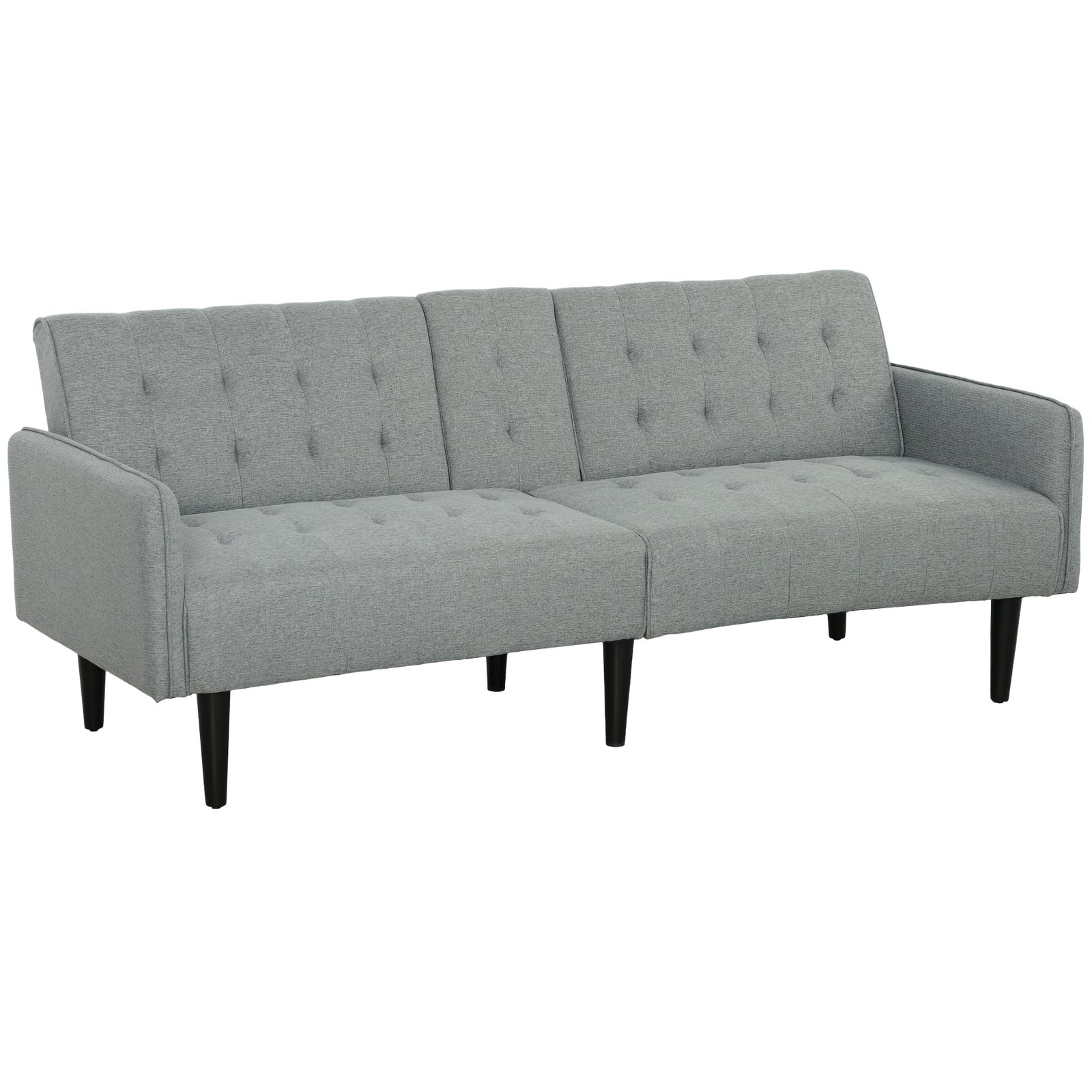 Three-Seater Sofa Bed, with Cupholders - Light Grey