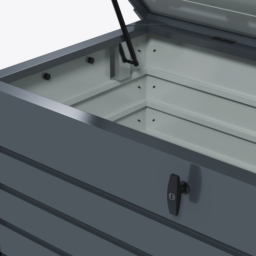 311L Galvanised Steel Garden Storage Box, with Lock - Dark Grey