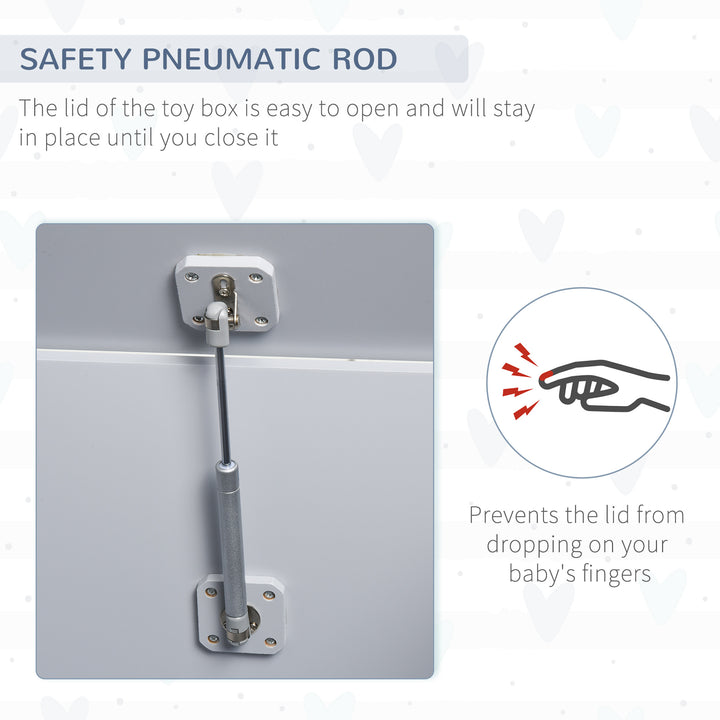 MCL Wooden Kids Toy Box Children Storage Organizer Chest Safety Hinge Playroom Furniture Grey