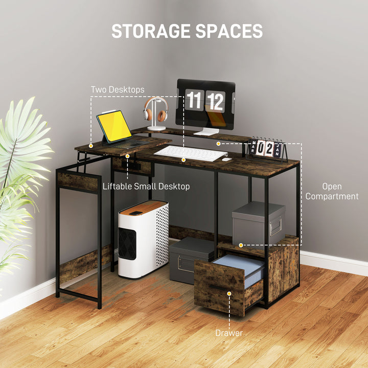 Industrial 'L' Shaped Multi-Work Desk - Brown