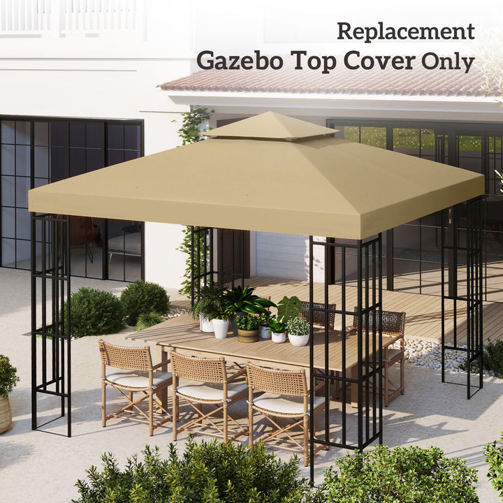 3(m) Gazebo Top Cover Double Tier Canopy Replacement Pavilion Roof Deep Beige
