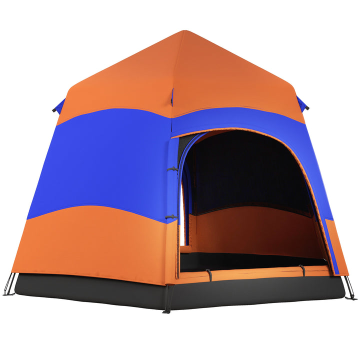 MCL Six Man Hexagon Camping Tent with Hang Hook and Carry Bag - Orange and Blue