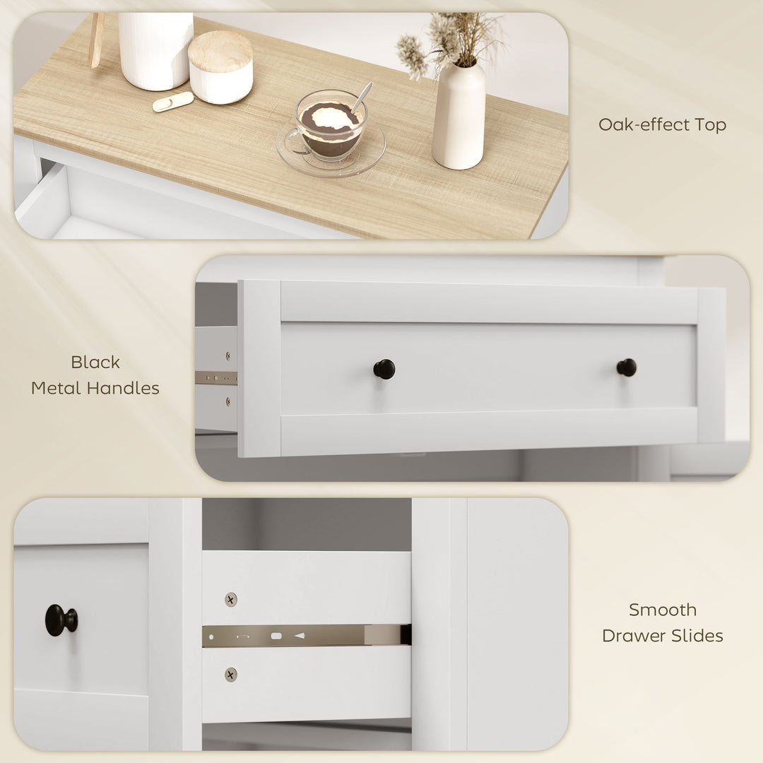 Sideboard Storage Cabinet, Morden Kitchen Cupboard with Adjustable Shelf, Drawer and Double Doors, Sideboard for Living Room, Dining Room, Hallway, White