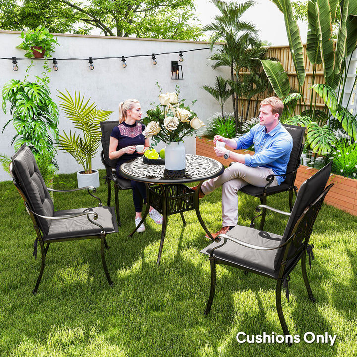 Set of Four Padded Garden Seat Cushions - Charcoal Grey