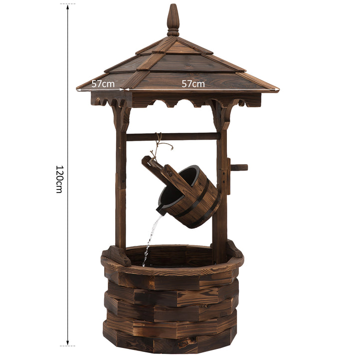 Outsunny Fir Wood Outdoor Garden Décor Wishing Well Waterfall | Aosom UK