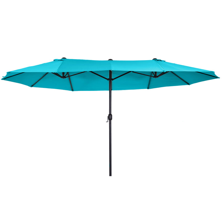 Outsunny Waterproof 4.6m Double-Sided Patio Parasol Sun Umbrella-Blue | Aosom UK