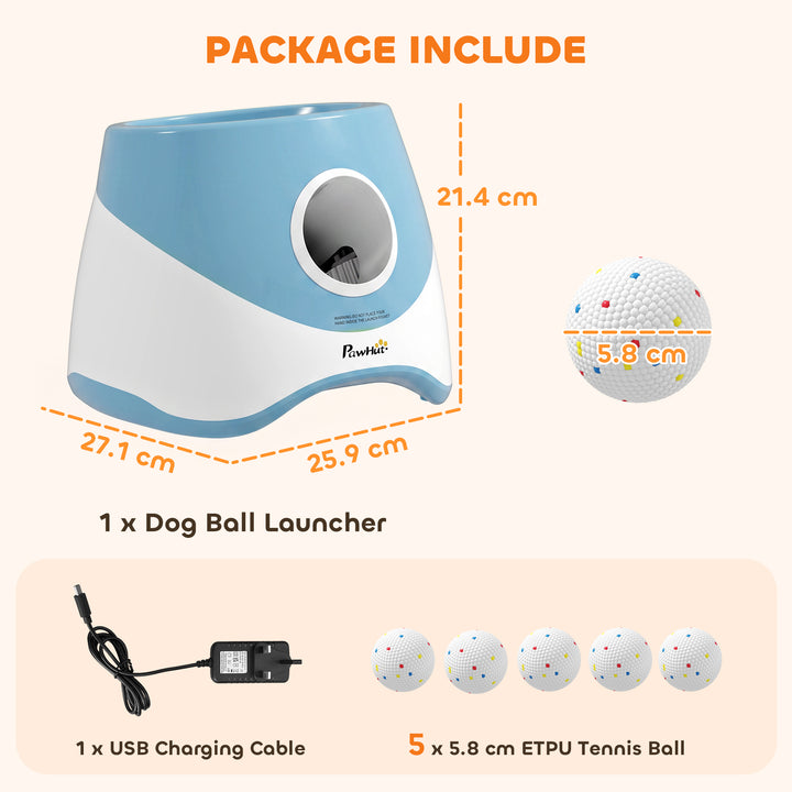 Automatic Dog Ball Launcher with 5 ETPU Balls 5.8 cm, 3 Distance Setti