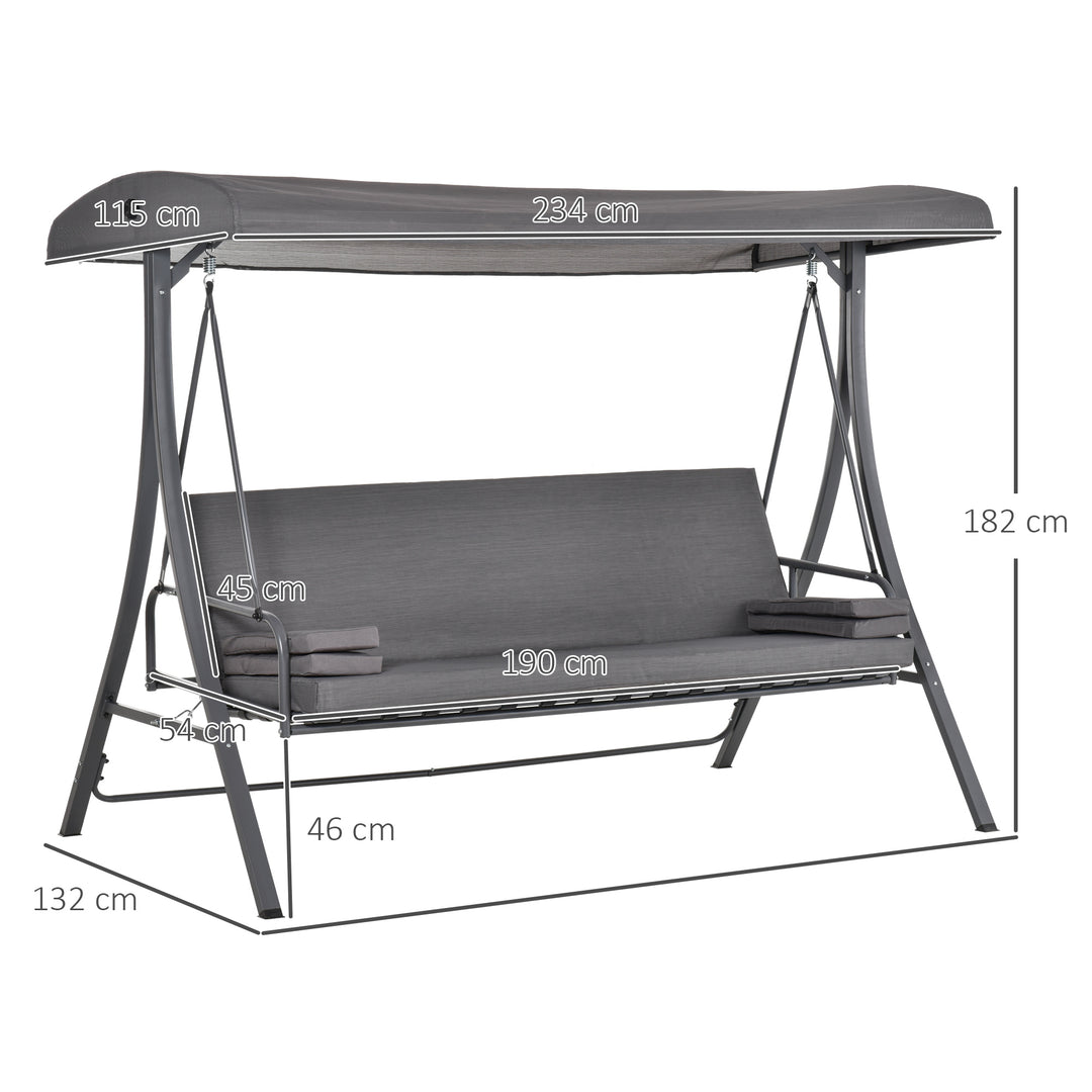 MCL 2-in-1 Patio 3 Seater Swing Chair Hammock w/ Cushion Adjustable Canopy Garden