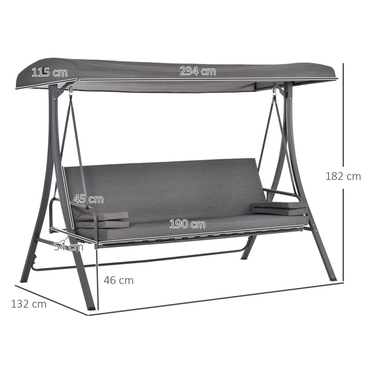 MCL 2-in-1 Patio 3 Seater Swing Chair Hammock w/ Cushion Adjustable Canopy Garden