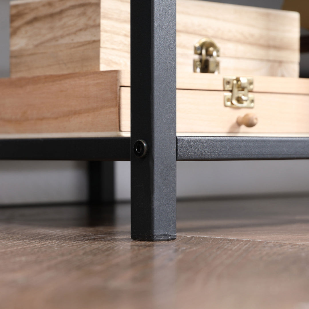 MCL TV Unit Cabinet for TVs up to 60 Inches, Industrial TV Stand with Storage Shelves for Living Room, Brown and Black