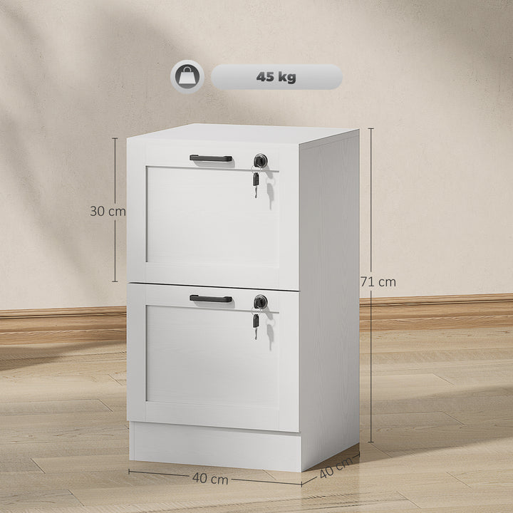 2-Drawer Filing Cabinet with Lock - White