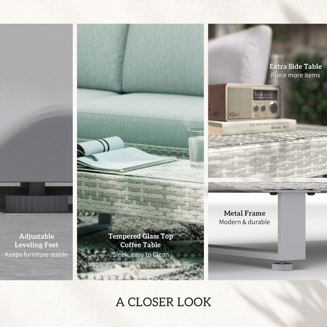 MCL Three-Piece Corner Rattan Set, with Glass Tables