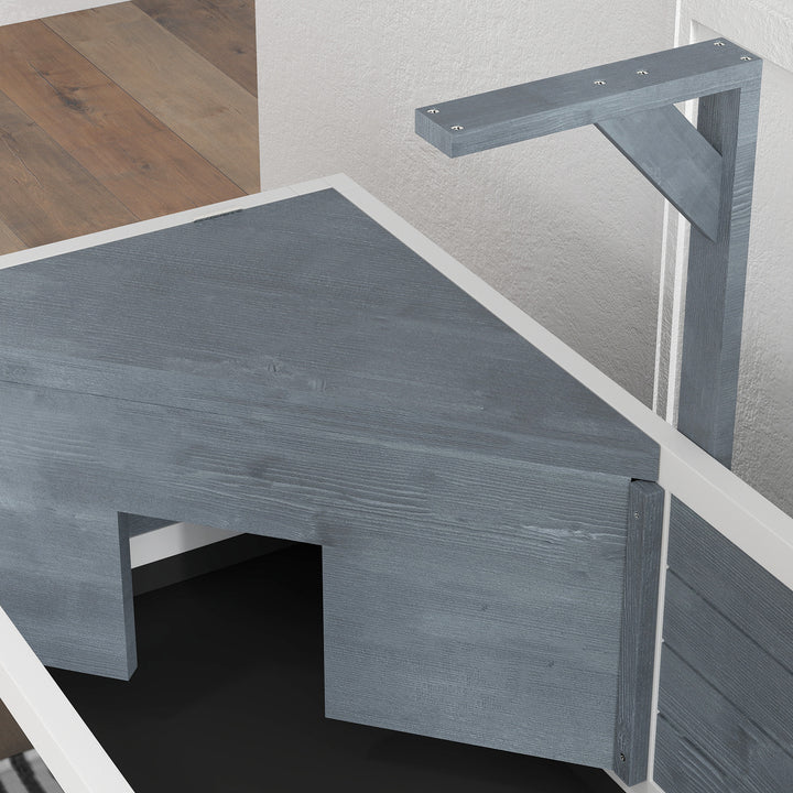 Wooden Tortoise House with Storage Shelf, Clear Observation Windows, Lamp Holder, Openable Top, Built-in Tray, Grey