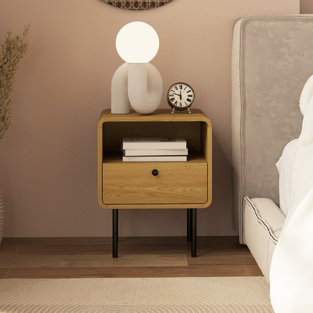MCL Bedside Table with Drawer and Open Shelf - Oak