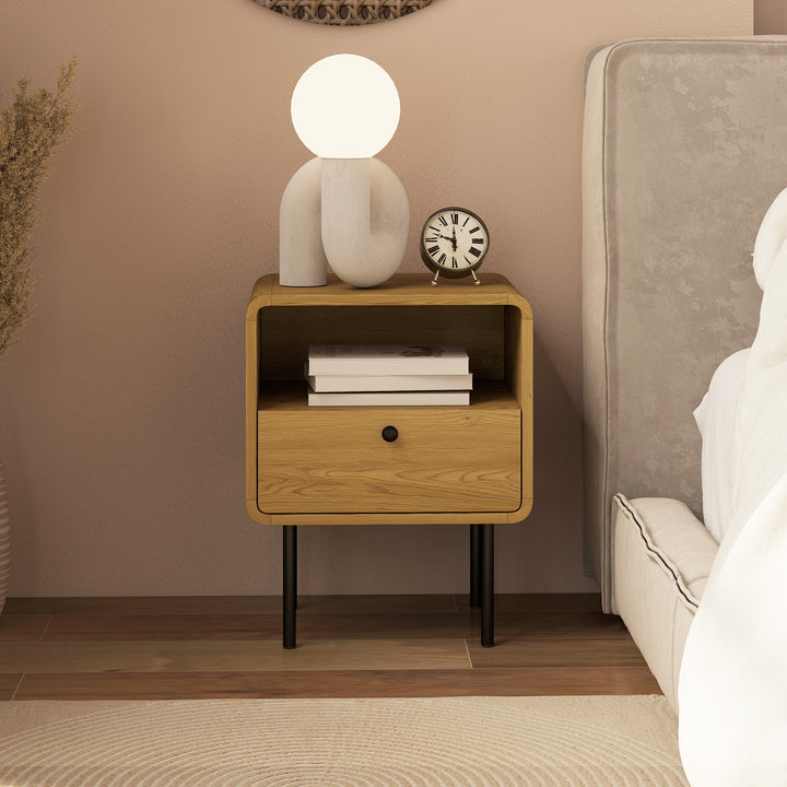 MCL Bedside Table with Drawer and Open Shelf - Oak