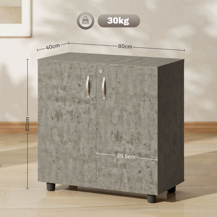 Two-Tier Locking Office Storage Cabinet - Grey