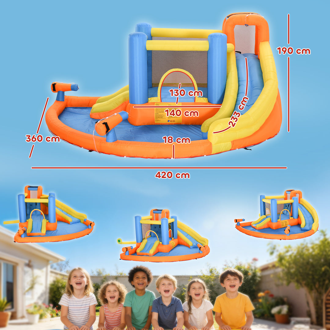 5 in 1 Bouncy Castle for Children, Inflatable Bounce House with Dual S