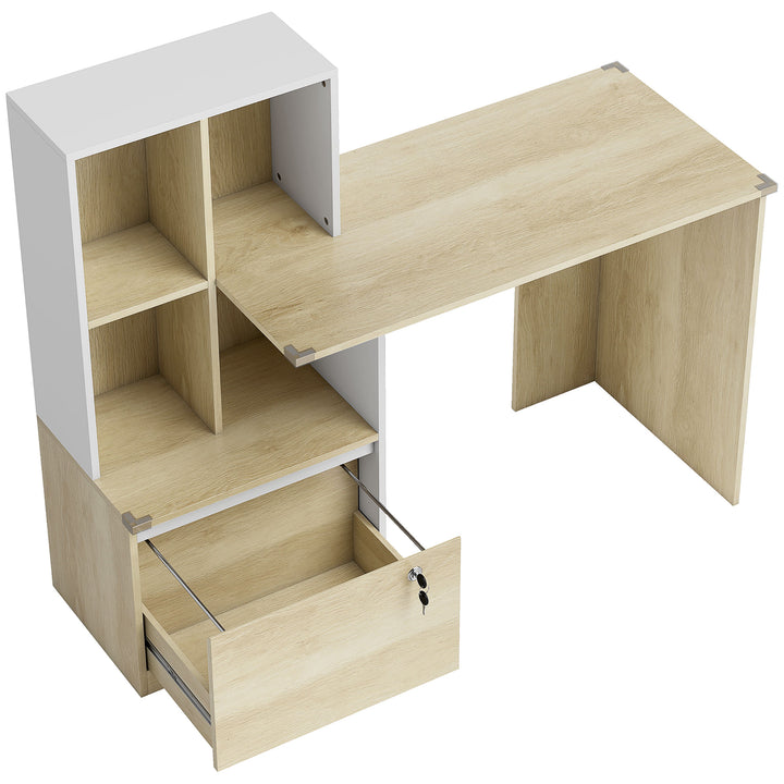 Computer Desk, Office Desk with Bookshelf, File Drawer and Legal Hangi