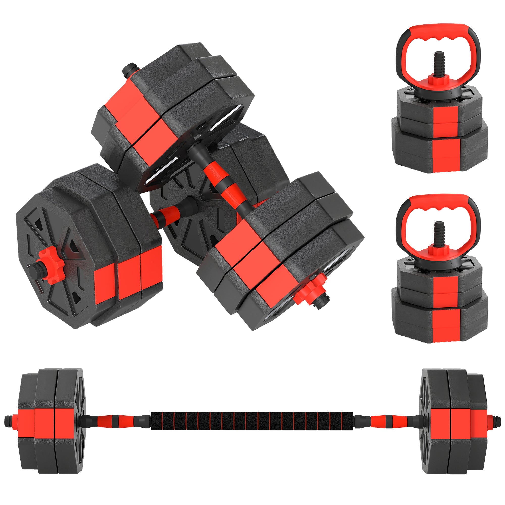 MCL 4-in-1 Adjustable Weight Dumbbells Set, Used as Kettlebell, Barbel ...