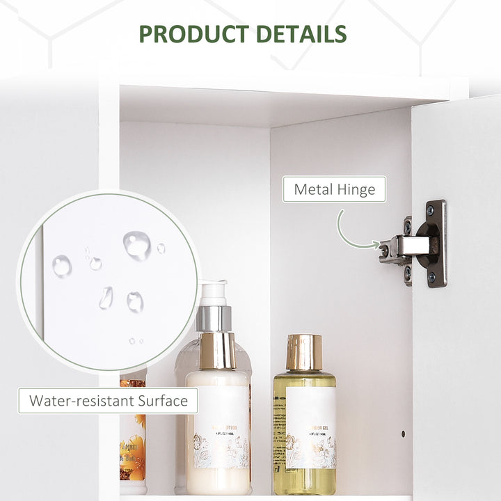 Bathroom Floor Storage Cabinet Slim Tallboy w/ Door Cupboard & Shelves For Living Room, Bedroom, Hallway White