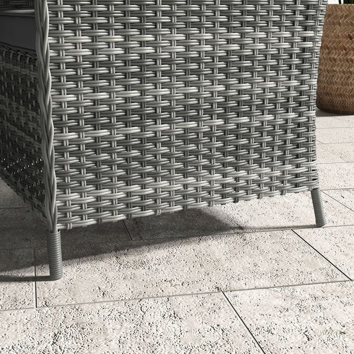 4 Seater Rattan Dining Set with Parasol & Cushions - Mixed Grey