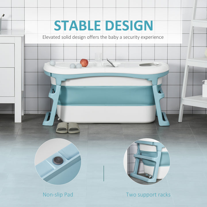 Foldable Bathtub Kids Bath Tub with Lid Large Freestanding Bathtubs Home Sauna for Toddler Children Teenage 1 - 12 Years
