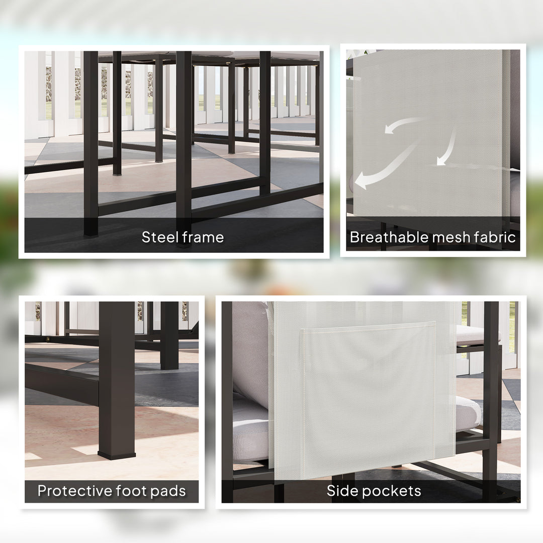 Nine-Piece Steel Frame Garden Dining Set - Dark Grey
