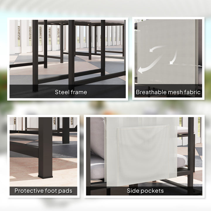 Nine-Piece Steel Frame Garden Dining Set - Dark Grey