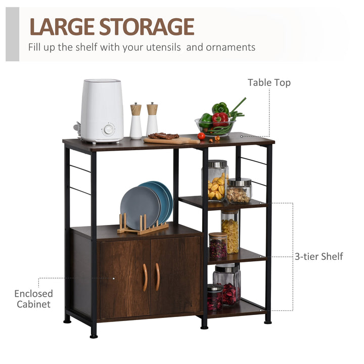 HOMCOM Industrial Storage Shelf Side Table Metal Frame End Desk with Cabinet & Rack for Living Room, Kitchen